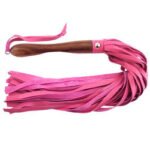 Rouge Garments Wooden Handled Pink Leather Flogger