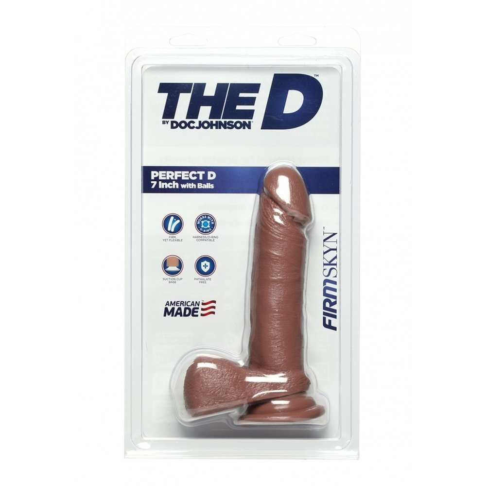 The D Perfect D FIRMSKYN 7 Inch Dildo with Balls Caramel - Image 2