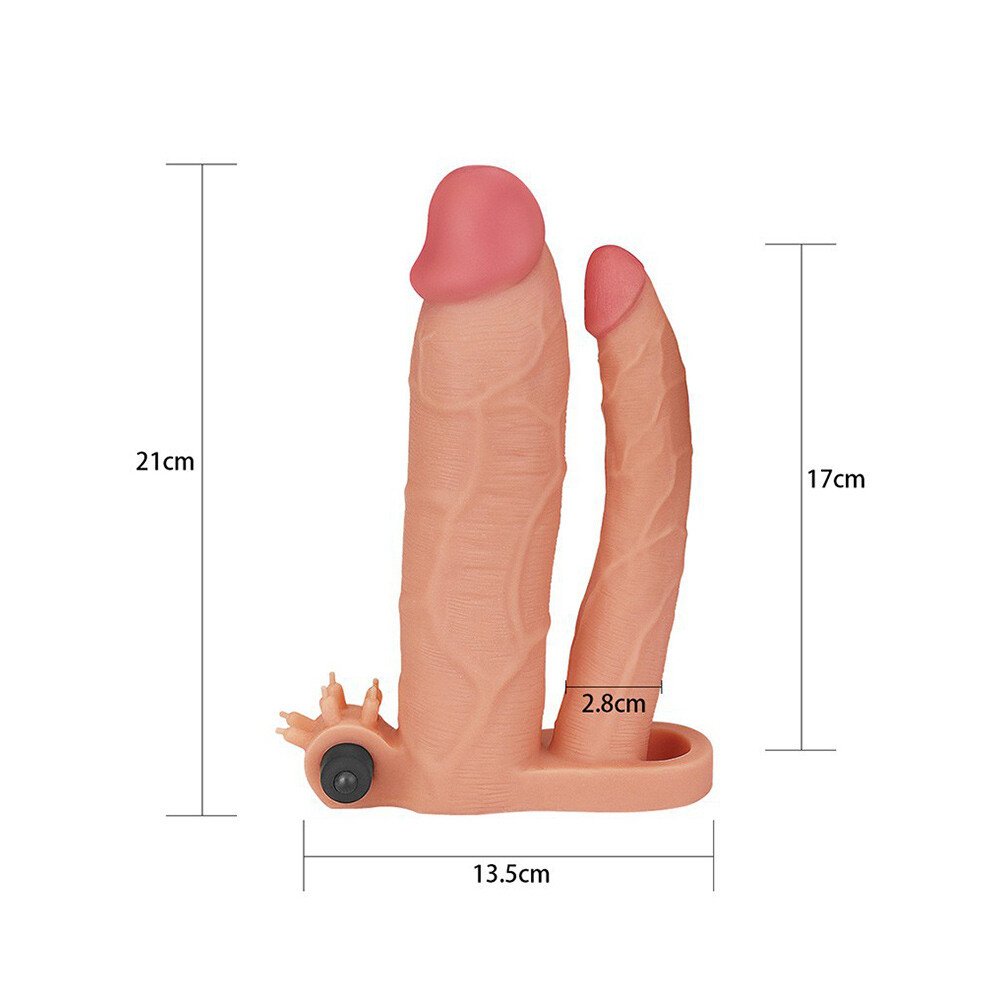 Lovetoy 3 Inch Vibrating Double Extender Flesh Pink - Image 3